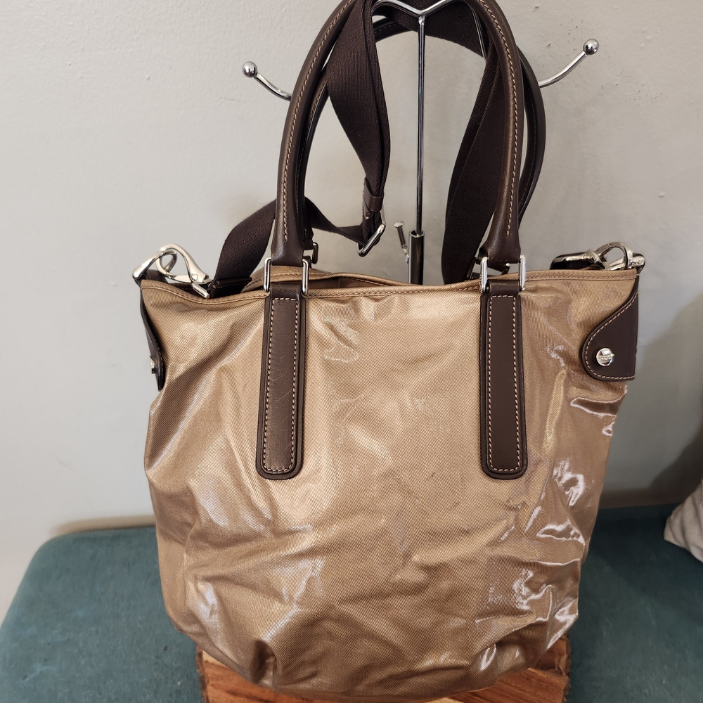 Tod's Tote/Crossbody, Tan/Brown Coated Canvas/Leather, Shoulder Bag - Picture 6 of 16